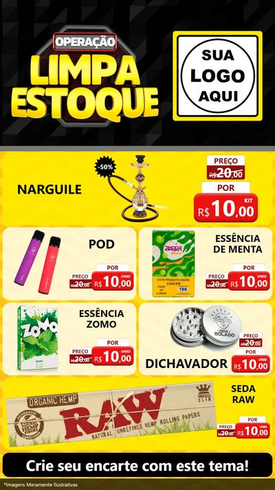 Modelo de TV para TV Vertical com o tema Operação Limpa Estoque para Tabacaria