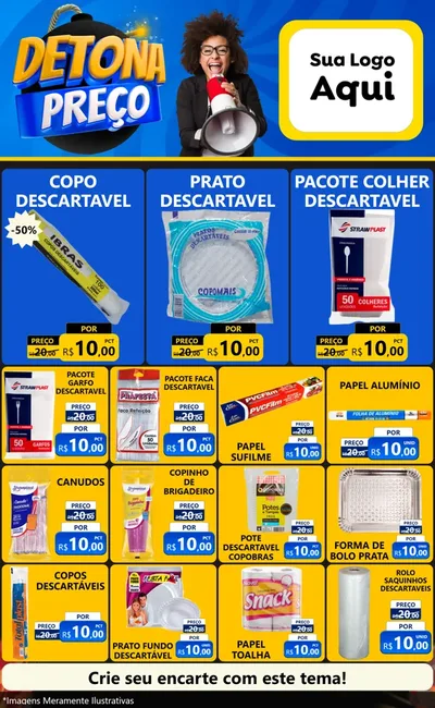 Modelo de Encarte para Encarte Grande com o tema Detona Preços para Embalagens