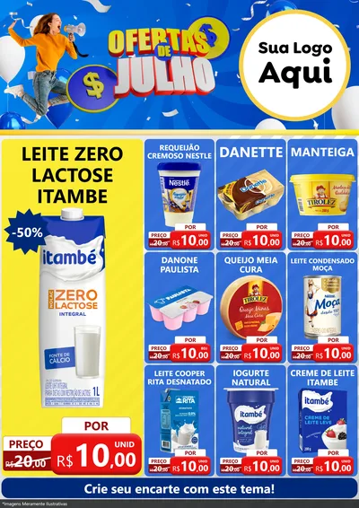 Modelo de Encarte para Encarte A4 Vertical com o tema Ofertas de Julho para Frios e Laticínios