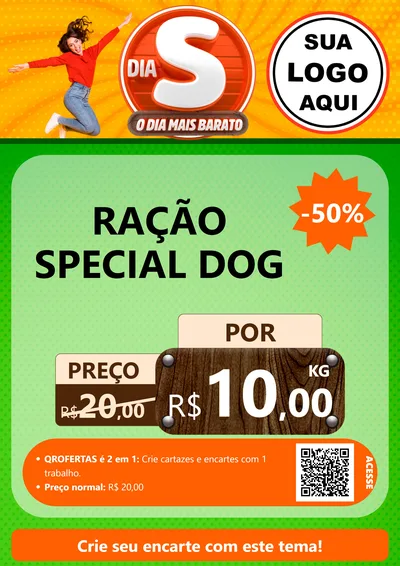 Modelo de Cartaz para Cartaz A4 Vertical com o tema Dia S - O Dia Mais Barato para Pet Shop