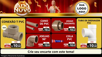 Modelo de TV para TV Horizontal com o tema Super Ano Novo para Tubos e conexões
