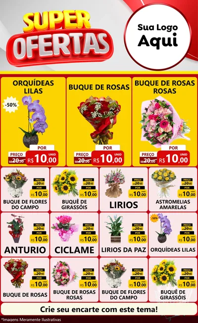Modelo de Encarte para Encarte Grande com o tema Super Ofertas para Floricultura e jardim