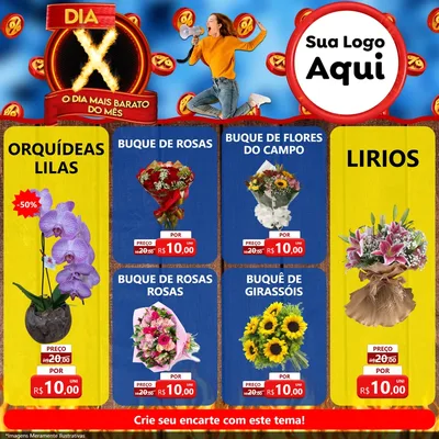 Modelo de Rede Social para Feed Facebook com o tema Dia X - O Dia Mais Barato Do Mês para Floricultura e jardim