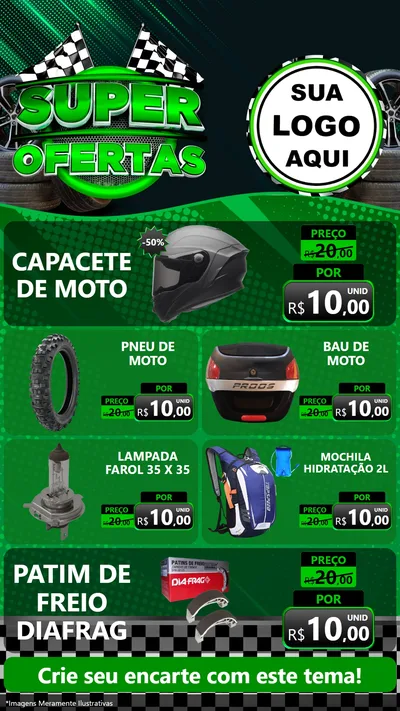 Modelo de TV para TV Vertical com o tema Super Ofertas - Motopeças para Moto peças