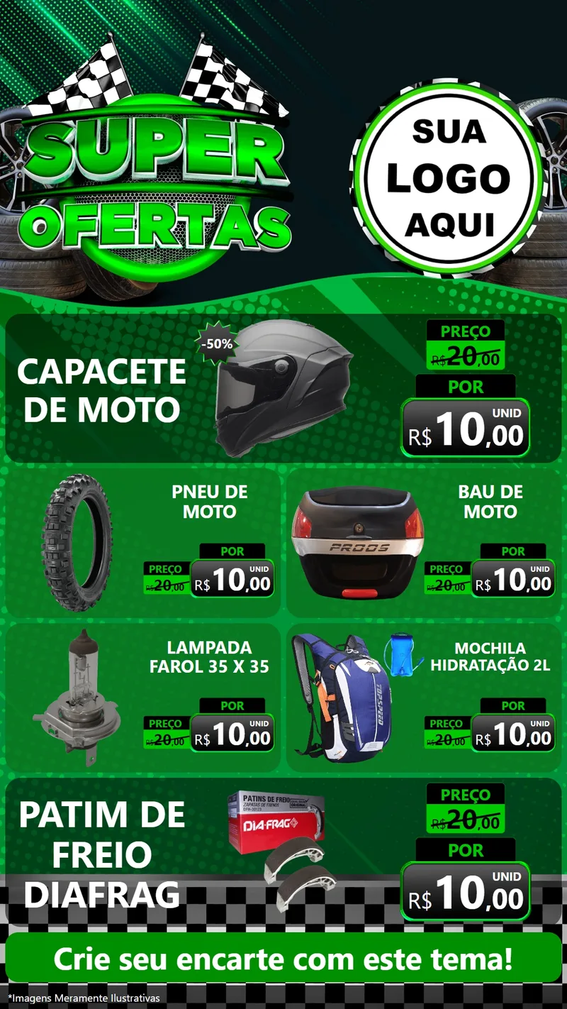 Modelo de TV para TV Vertical com o tema Super Ofertas - Motopeças para Moto peças