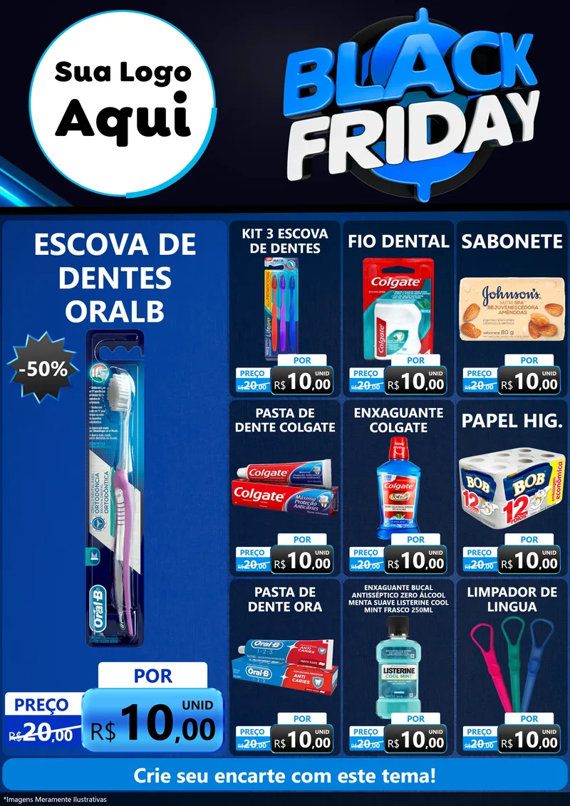 Modelo de Encarte para Encarte A4 Vertical com o tema Black Friday para Higiene Pessoal