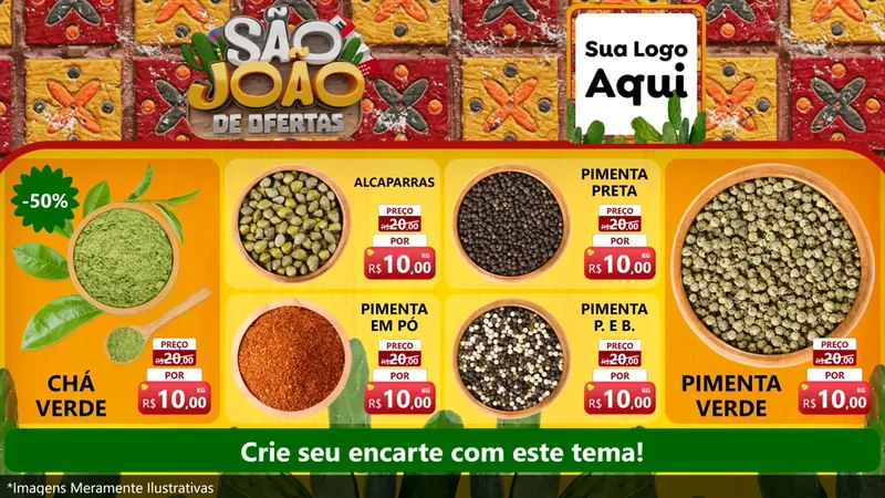 Modelo de TV para TV Horizontal com o tema São João de Muitas Ofertas - Junina para Produtos Naturais