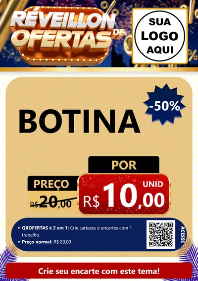 Modelo de Cartaz para Cartaz A4 Vertical com o tema Réveillon de Ofertas para Agropecuária