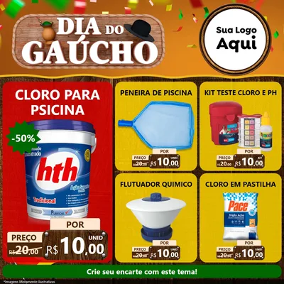 Modelo de Rede Social para Feed Facebook com o tema Dia do Gaúcho para Produtos para Piscina