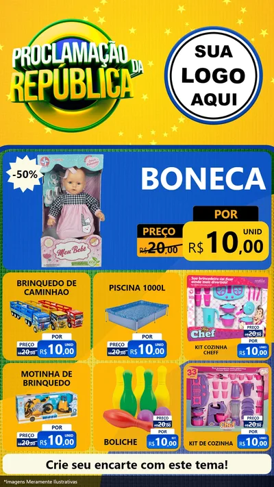 Modelo de Rede Social para Stories com o tema Proclamação da República para Brinquedos