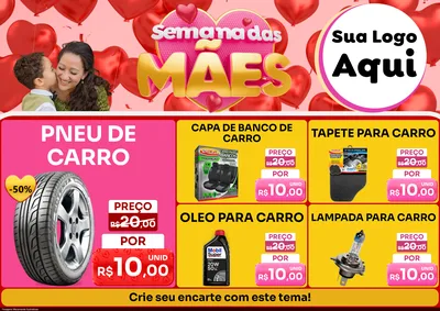 Modelo de Encarte para Encarte A4 Horizontal com o tema Semana Das Mães para Auto peças