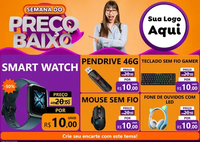 Modelo de Encarte para Encarte A4 Horizontal com o tema Semana do Preço Baixo para Informática