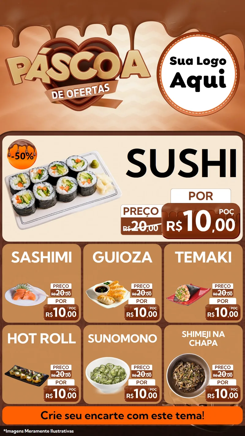 Modelo de Rede Social para Stories com o tema Páscoa de Ofertas para Comida japonesa