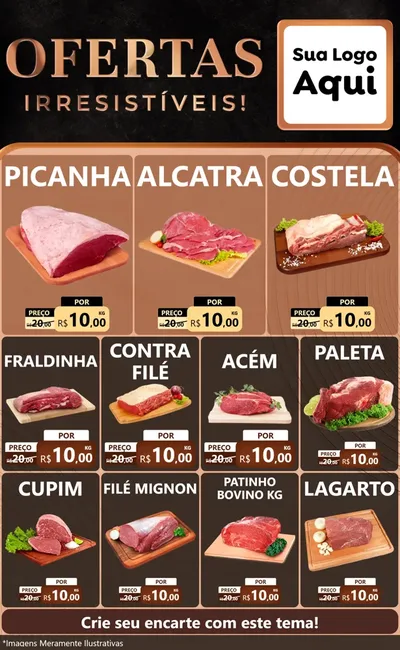 Modelo de Encarte para Encarte Grande com o tema Ofertas Irresistíveis! para Açougue