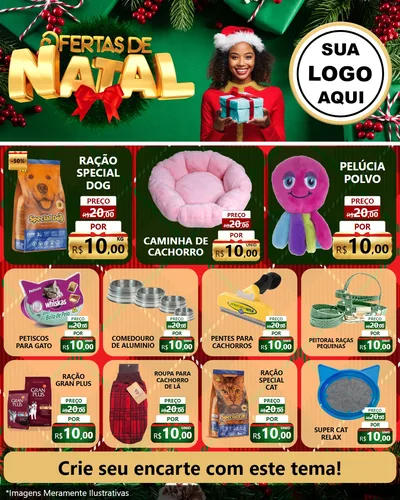 Modelo de Rede Social para Feed Instagram com o tema Ofertas de Natal para Pet Shop