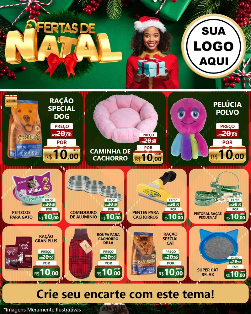 Modelo de Rede Social para Feed Instagram com o tema Ofertas de Natal para Pet Shop