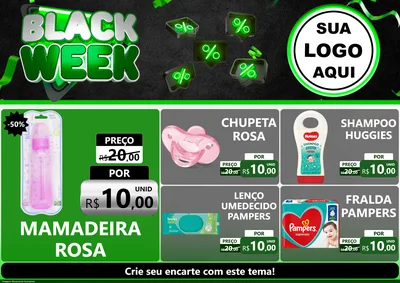 Modelo de Encarte para Encarte A4 Horizontal com o tema Black Week para Bebês