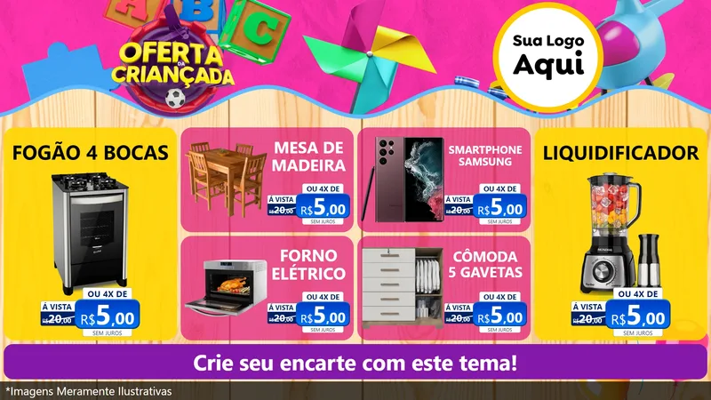Modelo de TV para TV Horizontal com o tema Oferta da Criançada para Móveis e Eletro