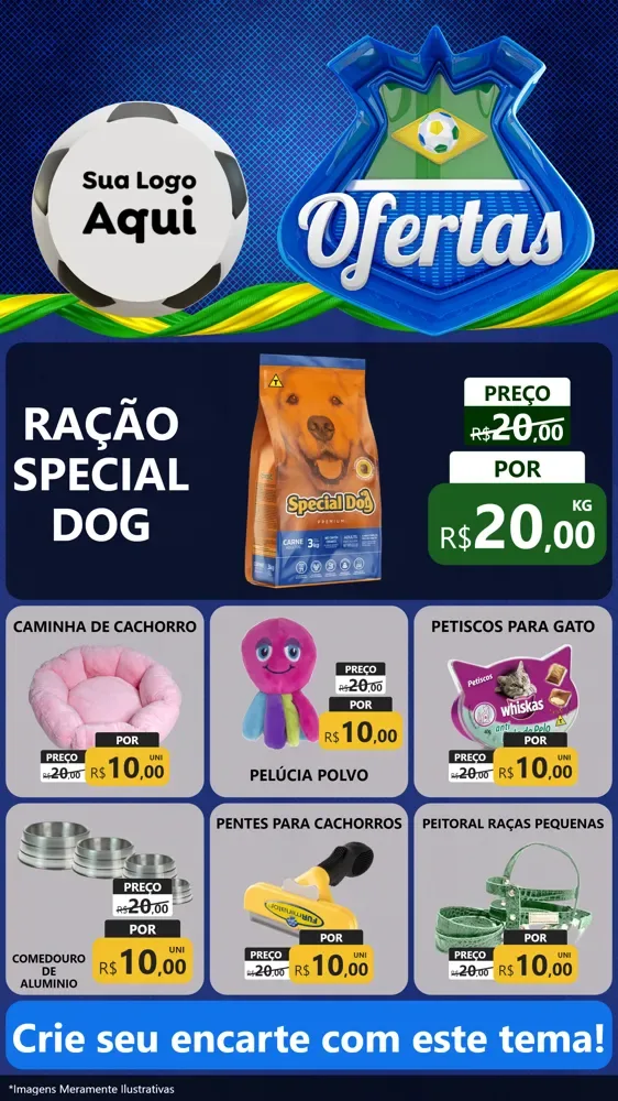 Modelo de Rede Social para Stories com o tema Ofertas (Futebol) para Pet Shop