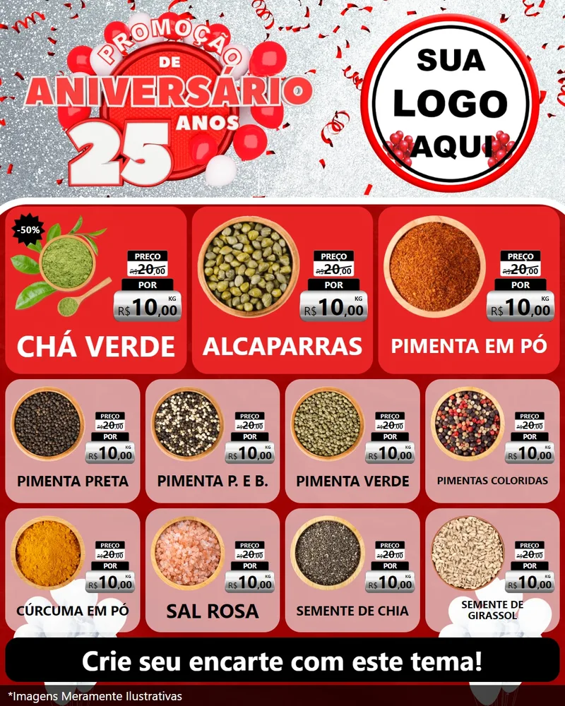 Modelo de Rede Social para Feed Instagram com o tema Promoção de Aniversário - 25Anos para Produtos Naturais