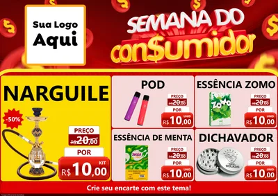 Modelo de Encarte para Encarte A4 Horizontal com o tema Semana do Consumidor para Tabacaria