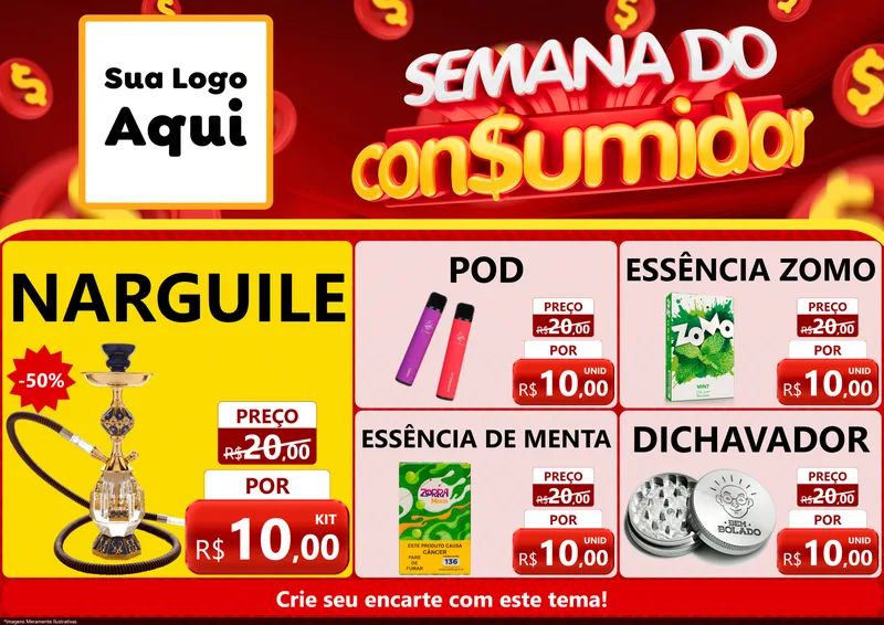 Modelo de Encarte para Encarte A4 Horizontal com o tema Semana do Consumidor para Tabacaria