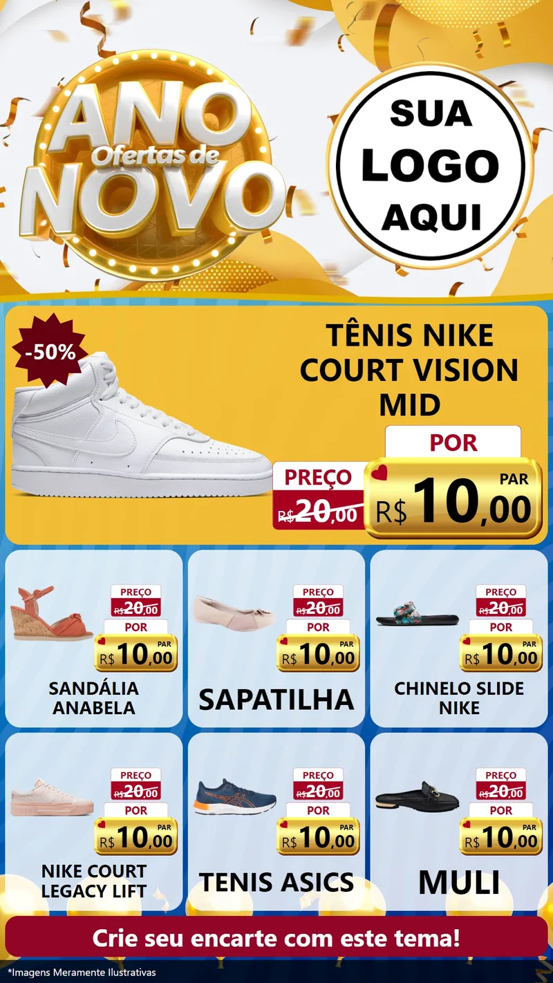 Modelo de Rede Social para Stories com o tema Ofertas de Ano Novo para Calçados