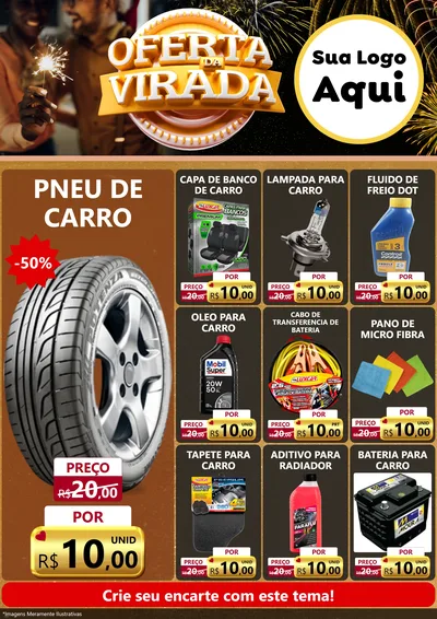 Modelo de Encarte para Encarte A4 Vertical com o tema Oferta da Virada para Auto peças