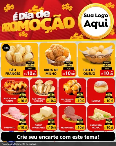 Modelo de Rede Social para Feed Instagram com o tema É Dia De Promoção para Padaria