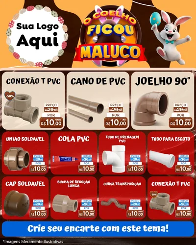 Modelo de Rede Social para Feed Instagram com o tema O Coelho Ficou Maluco - Páscoa para Tubos e conexões