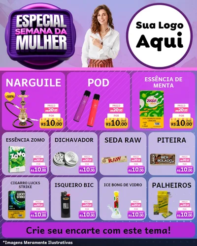 Modelo de Rede Social para Feed Instagram com o tema Especial Semana da Mulher para Tabacaria