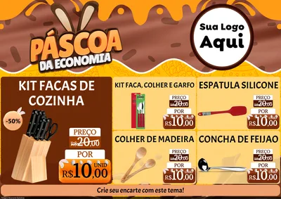 Modelo de Encarte para Encarte A4 Horizontal com o tema Páscoa da Economia para Utilidades Domésticas