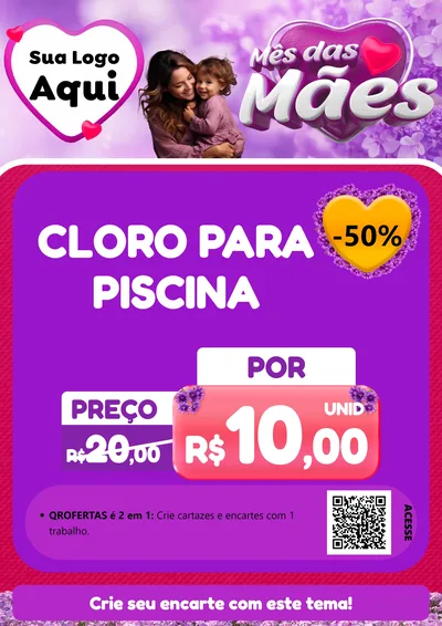 Modelo de Cartaz para Cartaz A4 Vertical com o tema Mês das Mães para Produtos para Piscina