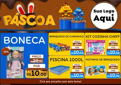 Modelo de Encarte para Encarte A4 Horizontal com o tema Páscoa para Brinquedos
