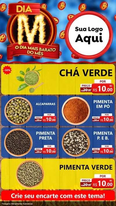 Modelo de TV para TV Vertical com o tema Dia M - O Dia Mais Barato Do Mês para Produtos Naturais