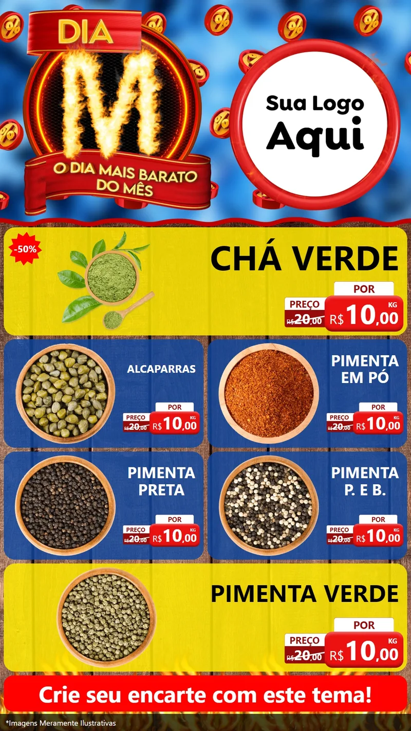 Modelo de TV para TV Vertical com o tema Dia M - O Dia Mais Barato Do Mês para Produtos Naturais