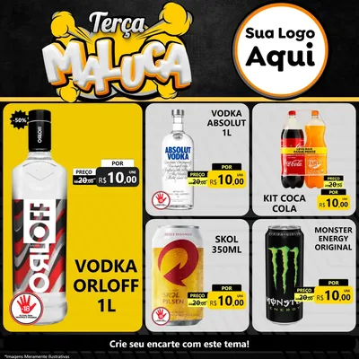 Modelo de Rede Social para Feed Facebook com o tema Terça Maluca para Distribuidora de bebidas