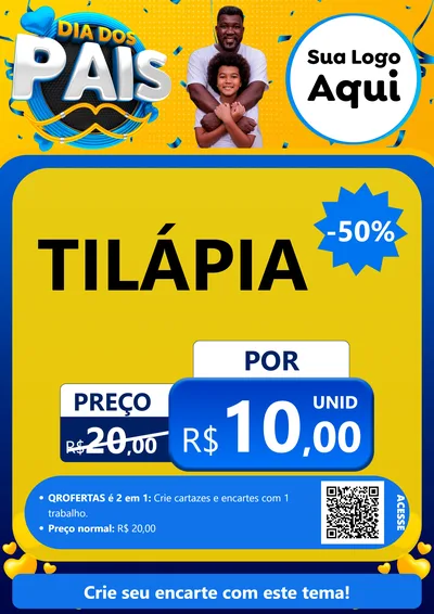 Modelo de Cartaz para Cartaz A4 Vertical com o tema Dia dos Pais para Peixaria