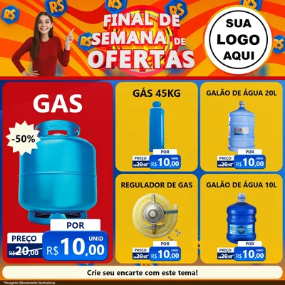 Modelo de Rede Social para Feed Facebook com o tema Final de Semana de Ofertas para Água e gás