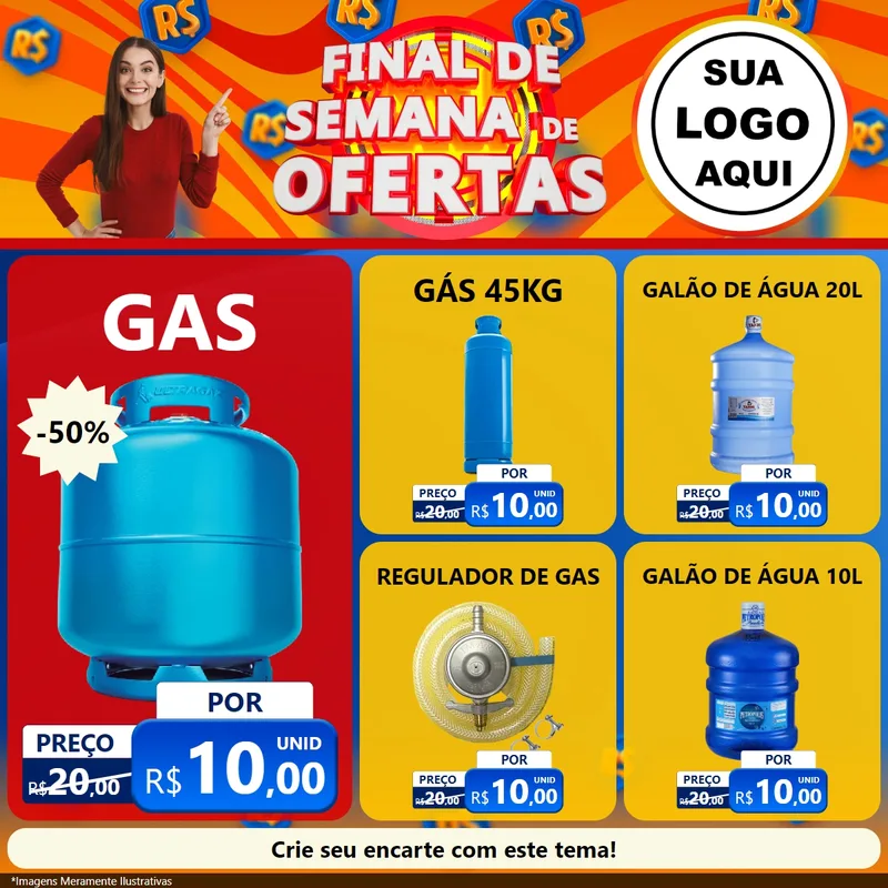 Modelo de Rede Social para Feed Facebook com o tema Final de Semana de Ofertas para Água e gás