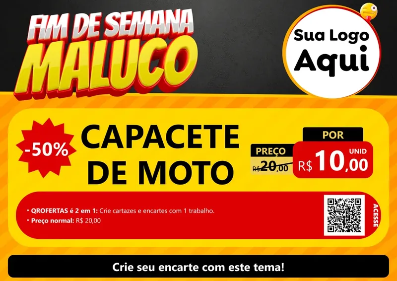 Modelo de Cartaz para Cartaz A4 Horizontal com o tema Final de Semana Maluco para Moto peças
