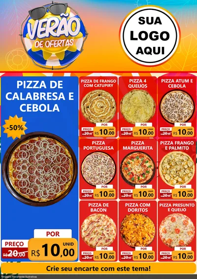 Modelo de Encarte para Encarte A4 Vertical com o tema Verão de Ofertas para Pizzaria