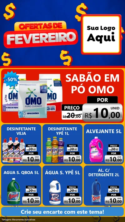 Modelo de Rede Social para Stories com o tema Ofertas de Fevereiro para Produtos de Limpeza