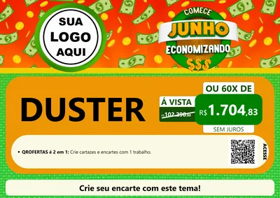 Modelo de Cartaz para Cartaz A4 Horizontal com o tema Comece Junho Economizando para Concessionaria de Carros