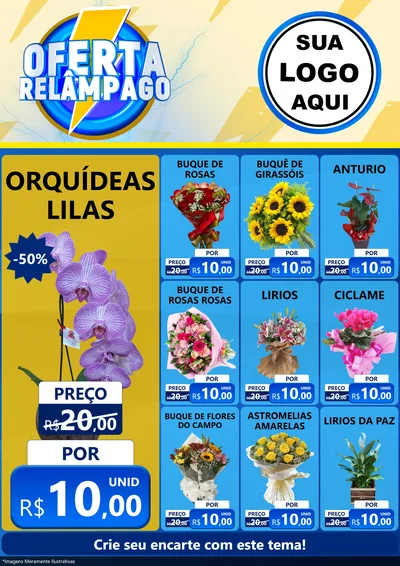 Modelo de Encarte para Encarte A4 Vertical com o tema Oferta Relâmpago para Floricultura e jardim