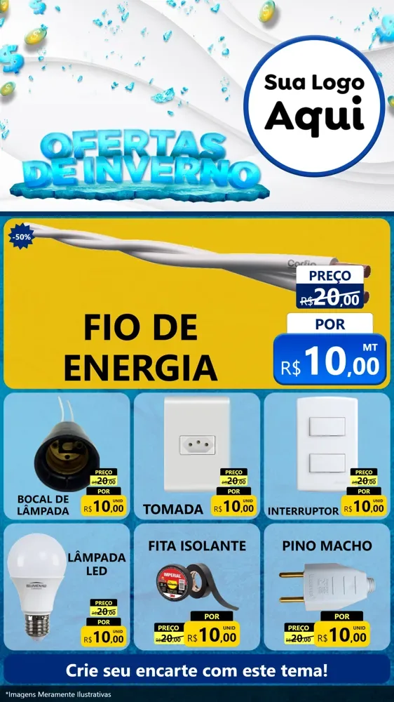 Modelo de Rede Social para Stories com o tema Ofertas de Inverno para Materiais Elétricos