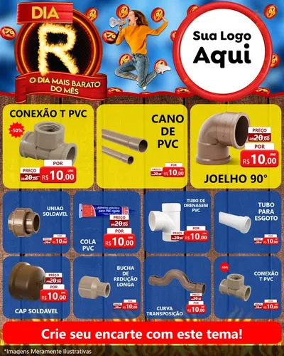 Modelo de Rede Social para Feed Instagram com o tema Dia R - O Dia Mais Barato Do Mês para Tubos e conexões