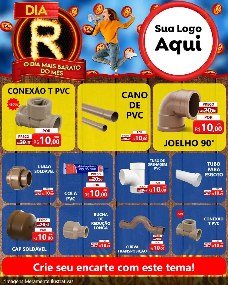 Modelo de Rede Social para Feed Instagram com o tema Dia R - O Dia Mais Barato Do Mês para Tubos e conexões