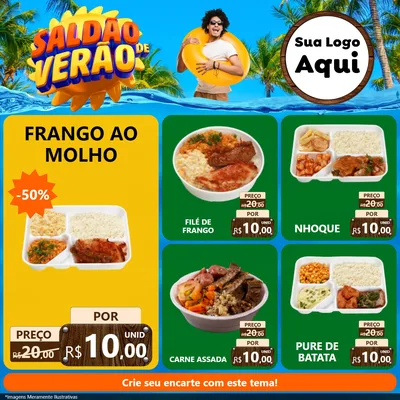 Modelo de Rede Social para Feed Facebook com o tema Saldão de Verão para Restaurante