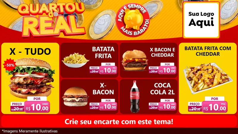 Modelo de TV para TV Horizontal com o tema Quartou do Real para Hamburgueria